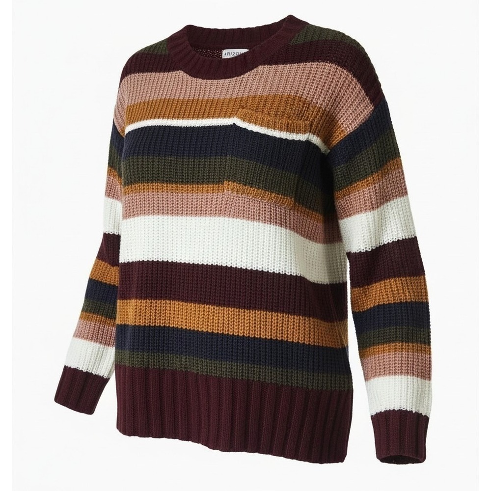 Arizona Jean‎ Co Womens XS Striped Chunky Knit Sweater Multicolor Crew Neck